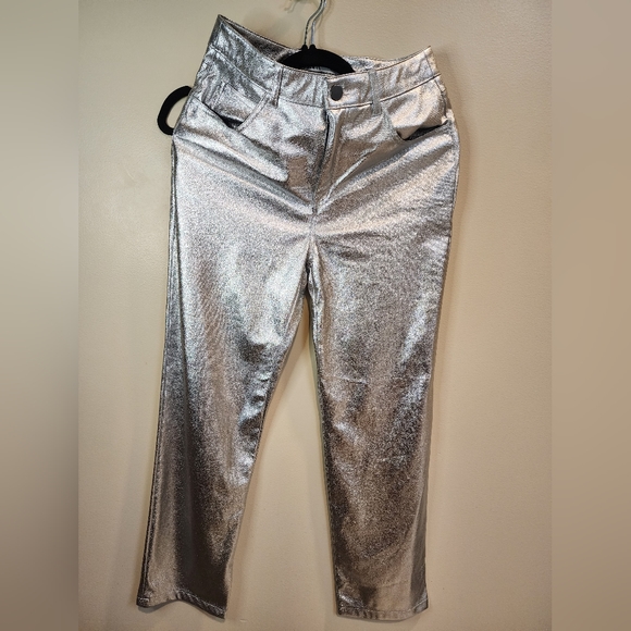 Zara Metallic Icon Silver Glam Galactic Pants Skinny Jeans Women’s Size 26 - Picture 1 of 6
